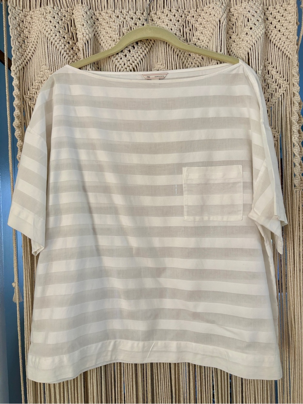 Boxy White Striped Pocket Top - Gap Limited Collection- 2010’s